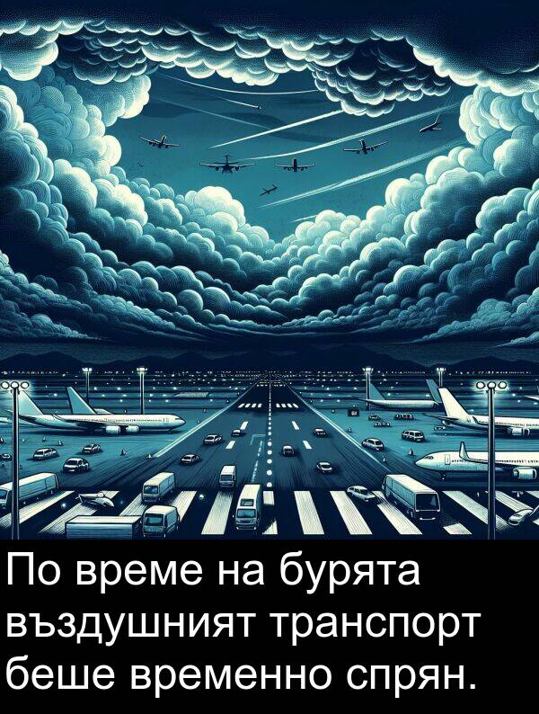 транспорт: По време на бурята въздушният транспорт беше временно спрян.