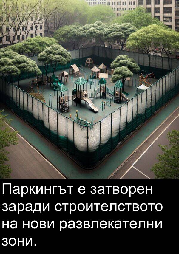 развлекателни: Паркингът е затворен заради строителството на нови развлекателни зони.