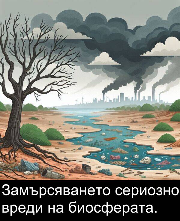 сериозно: Замърсяването сериозно вреди на биосферата.