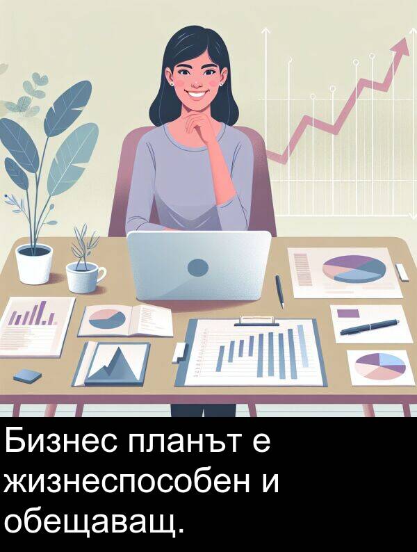 обещаващ: Бизнес планът е жизнеспособен и обещаващ.