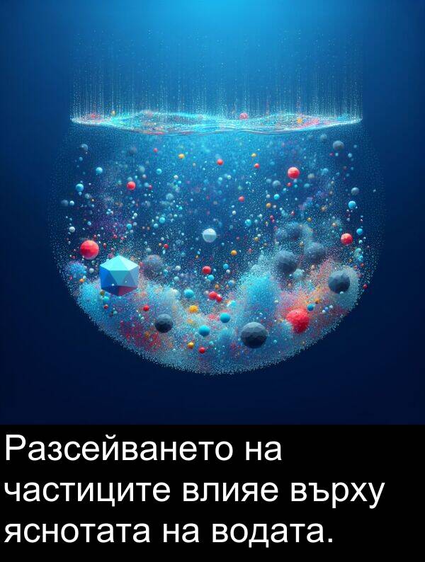 частиците: Разсейването на частиците влияе върху яснотата на водата.