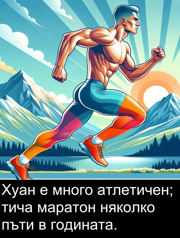 атлетичен: Хуан е много атлетичен; тича маратон няколко пъти в годината.