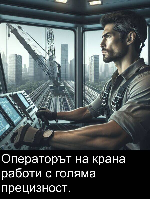 работи: Операторът на кранa работи с голяма прецизност.