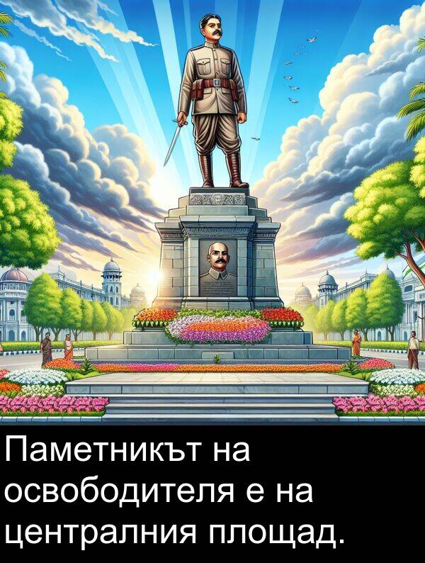 централния: Паметникът на освободителя е на централния площад.