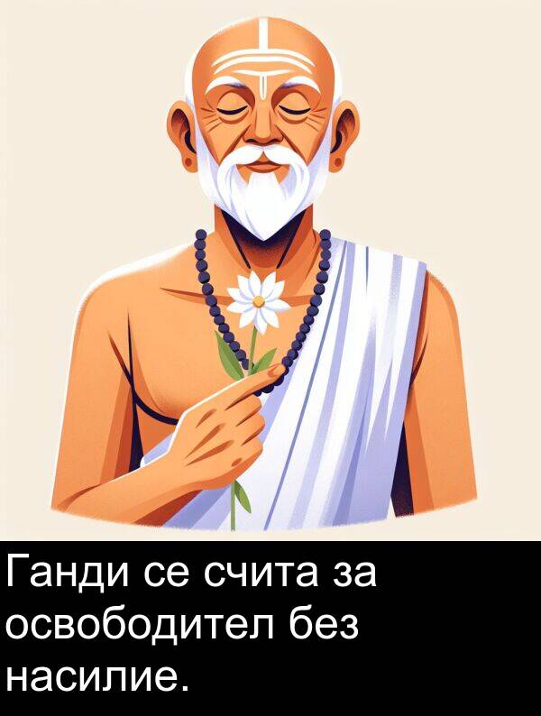 насилие: Ганди се счита за освободител без насилие.