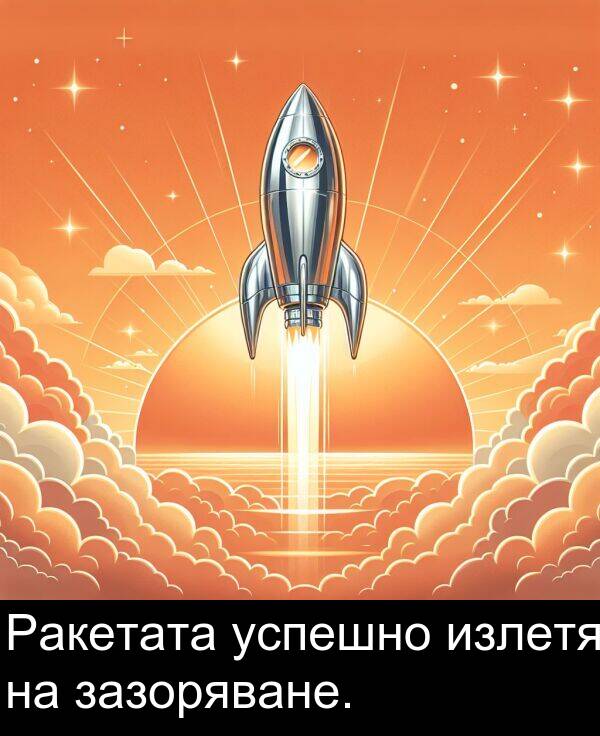 зазоряване: Ракетата успешно излетя на зазоряване.