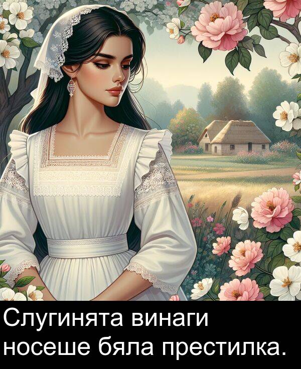 бяла: Слугинята винаги носеше бяла престилка.