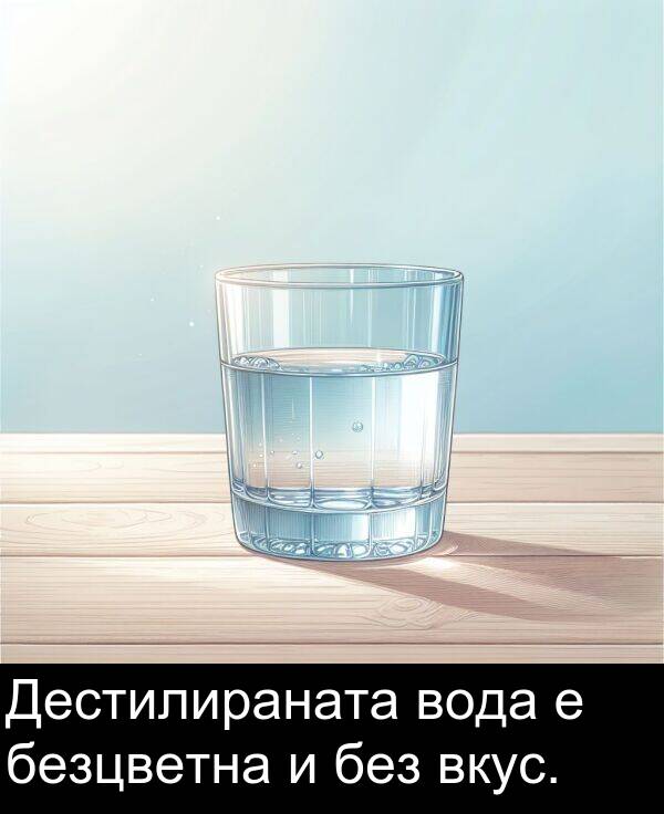 безцветна: Дестилираната вода е безцветна и без вкус.