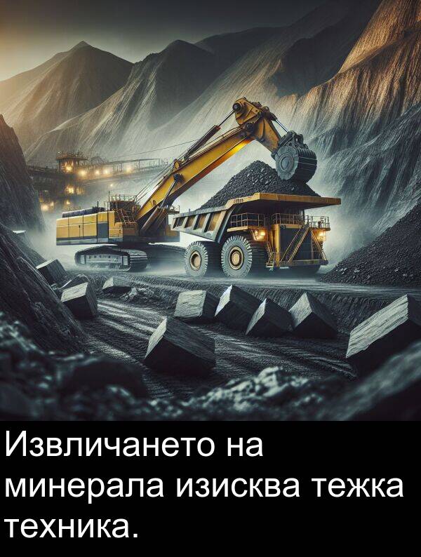 изисква: Извличането на минерала изисква тежка техника.