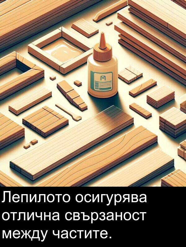 частите: Лепилото осигурява отлична свързаност между частите.