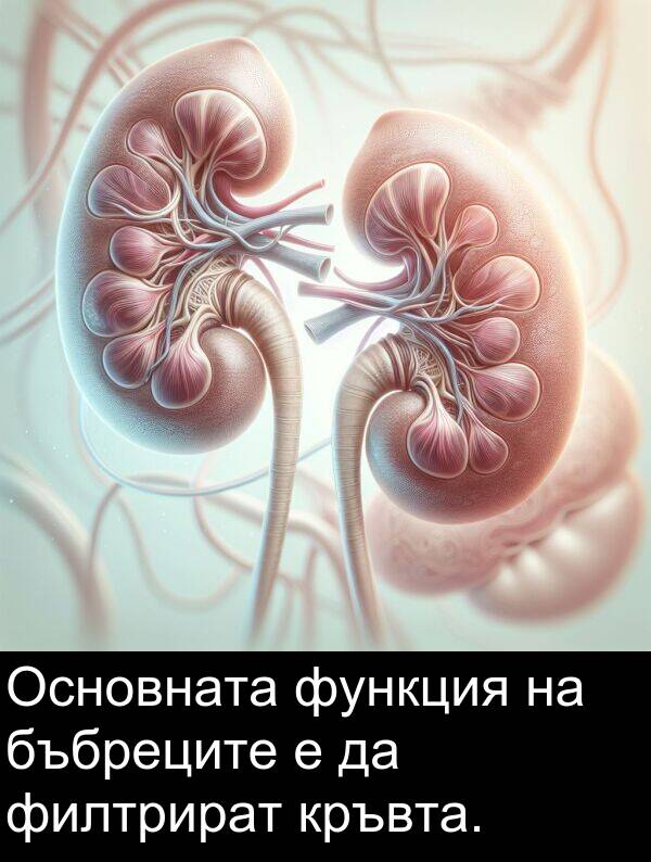 филтрират: Основната функция на бъбреците е да филтрират кръвта.