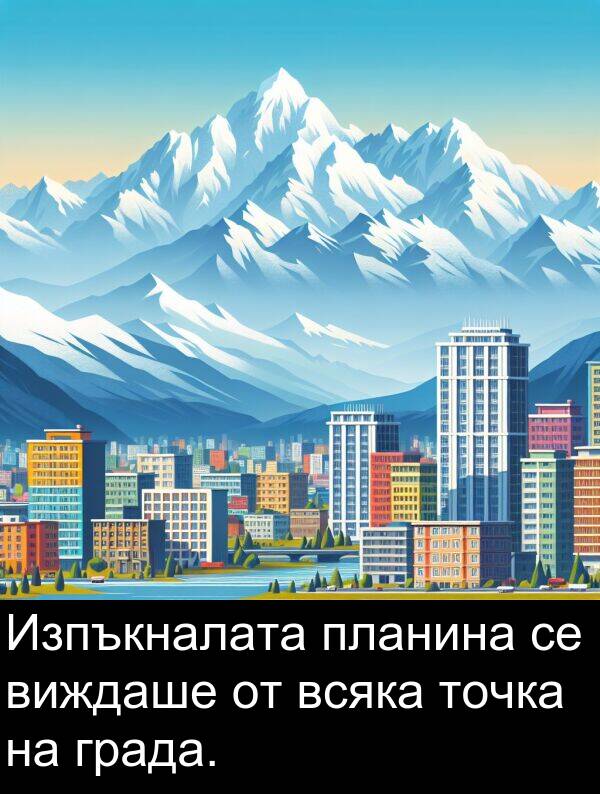 планина: Изпъкналата планина се виждаше от всяка точка на града.