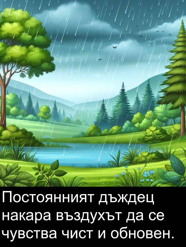 обновен: Постоянният дъждец накара въздухът да се чувства чист и обновен.