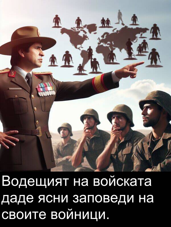 даде: Водещият на войската даде ясни заповеди на своите войници.
