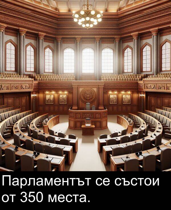 състои: Парламентът се състои от 350 места.