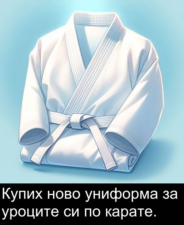 униформа: Купих ново униформа за уроците си по карате.