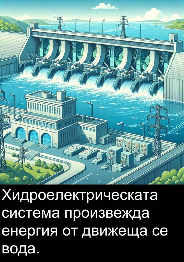 движеща: Хидроелектрическата система произвежда енергия от движеща се вода.
