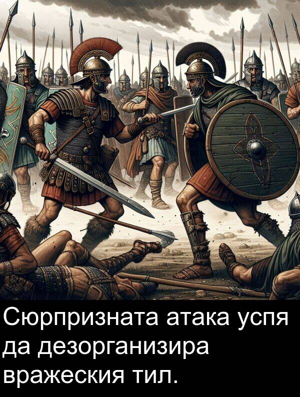 атака: Сюрпризната атака успя да дезорганизира вражеския тил.