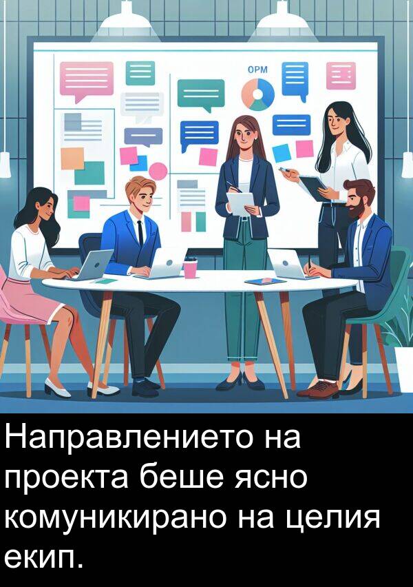 ясно: Направлението на проекта беше ясно комуникирано на целия екип.