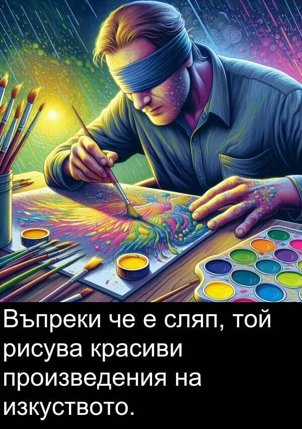 изкуството: Въпреки че е сляп, той рисува красиви произведения на изкуството.