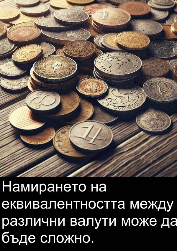 еквивалентността: Намирането на еквивалентността между различни валути може да бъде сложно.
