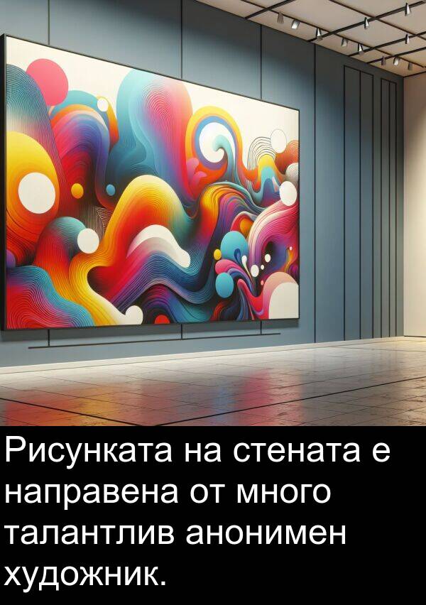анонимен: Рисунката на стената е направена от много талантлив анонимен художник.