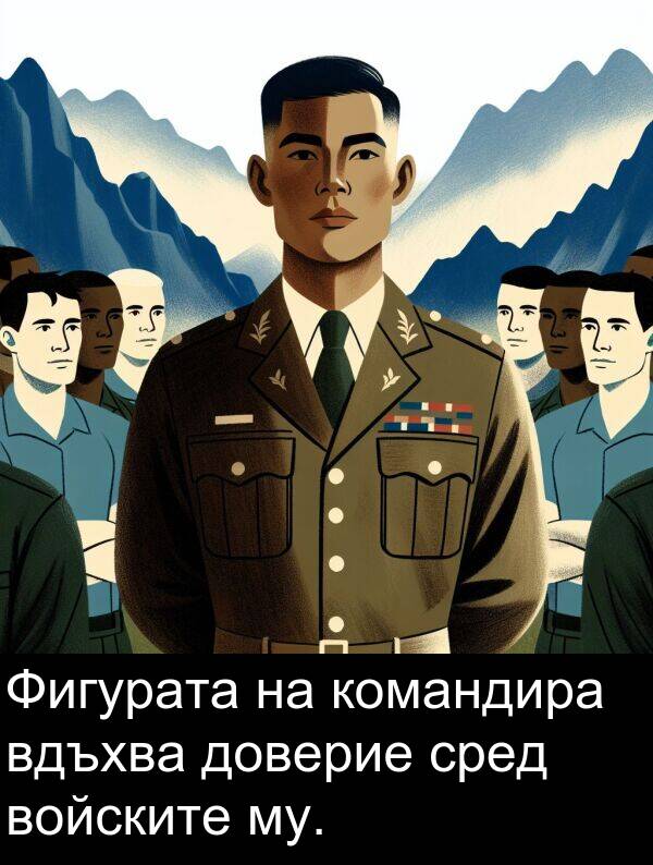 сред: Фигурата на командира вдъхва доверие сред войските му.