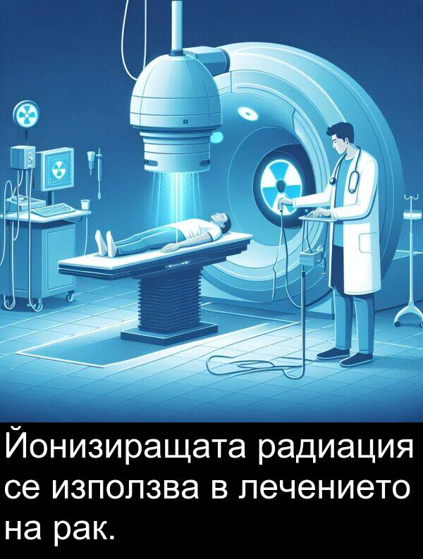 радиация: Йонизиращата радиация се използва в лечението на рак.