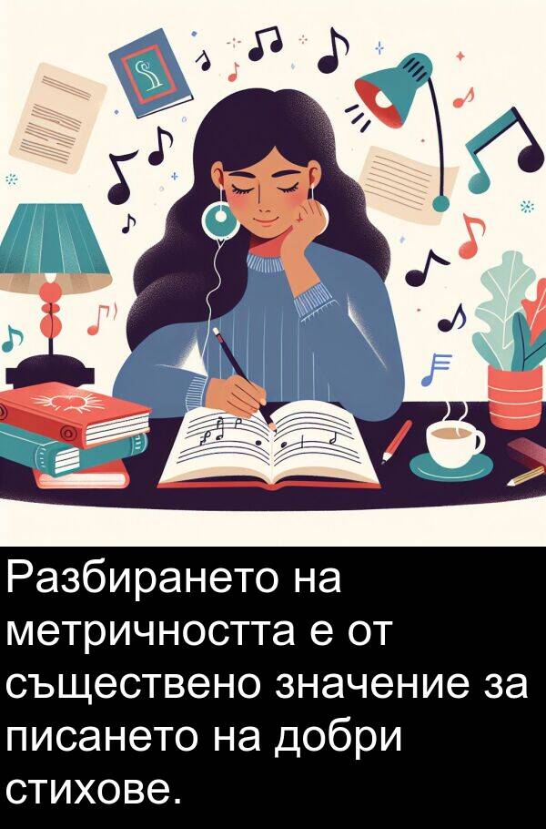 значение: Разбирането на метричността е от съществено значение за писането на добри стихове.