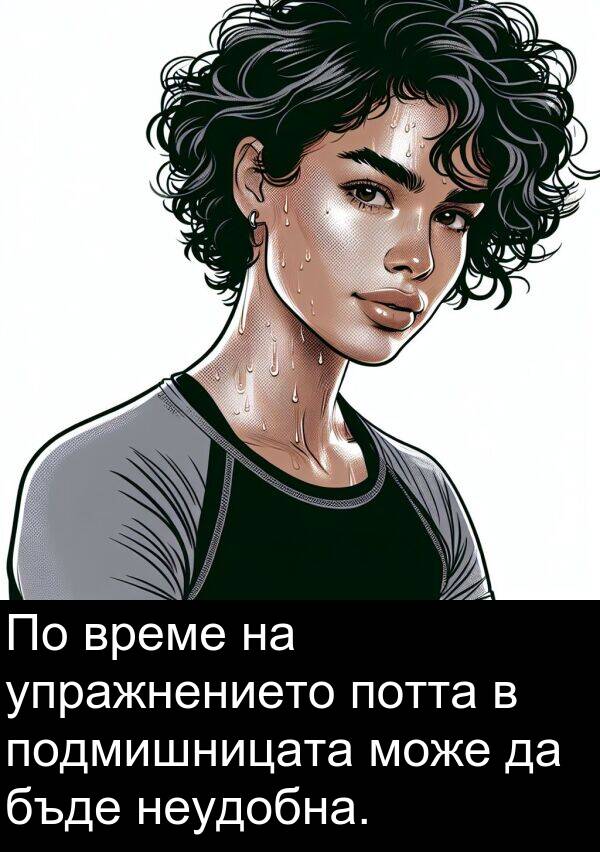неудобна: По време на упражнението потта в подмишницата може да бъде неудобна.
