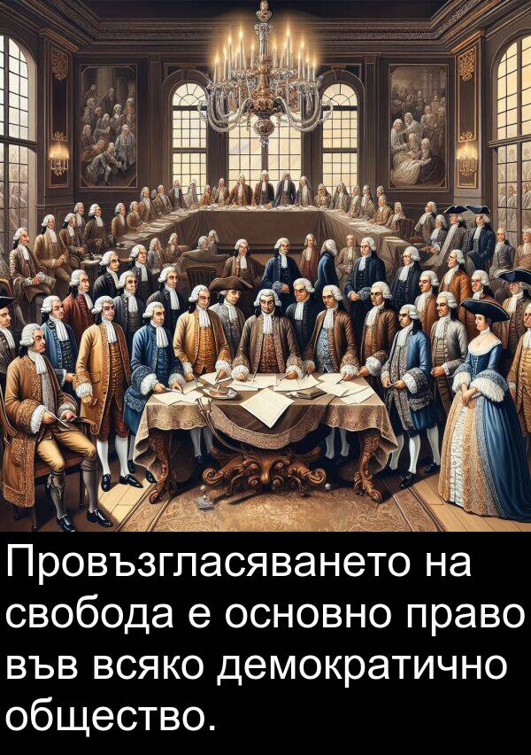 право: Провъзгласяването на свобода е основно право във всяко демократично общество.