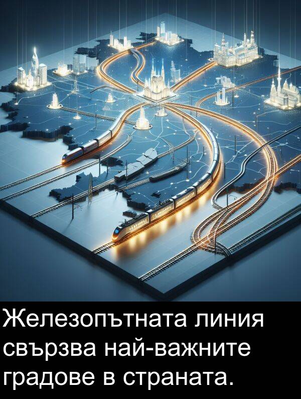 страната: Железопътната линия свързва най-важните градове в страната.