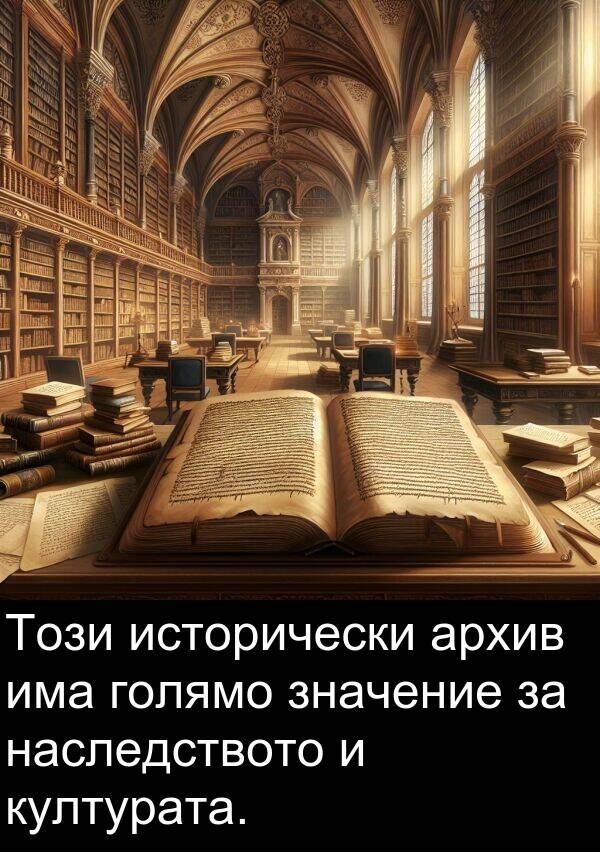 наследството: Този исторически архив има голямо значение за наследството и културата.