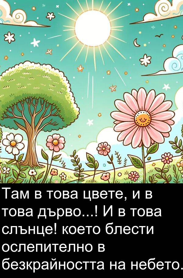 безкрайността: Там в това цвете, и в това дърво...! И в това слънце! което блести ослепително в безкрайността на небето.