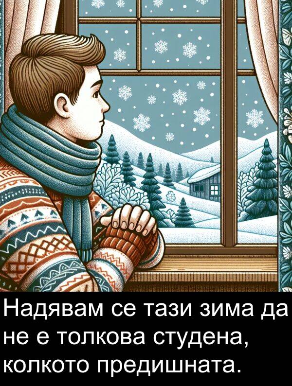 предишната: Надявам се тази зима да не е толкова студена, колкото предишната.