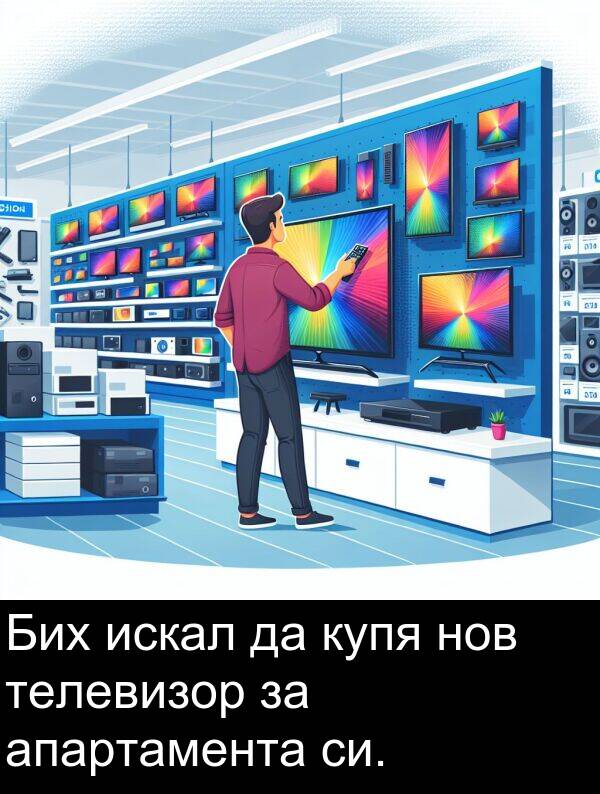 апартамента: Бих искал да купя нов телевизор за апартамента си.