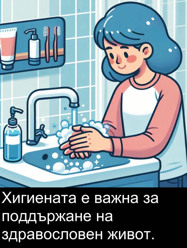 поддържане: Хигиената е важна за поддържане на здравословен живот.