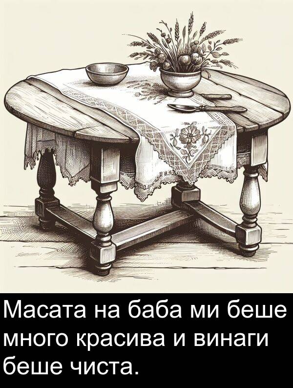 баба: Масата на баба ми беше много красива и винаги беше чиста.