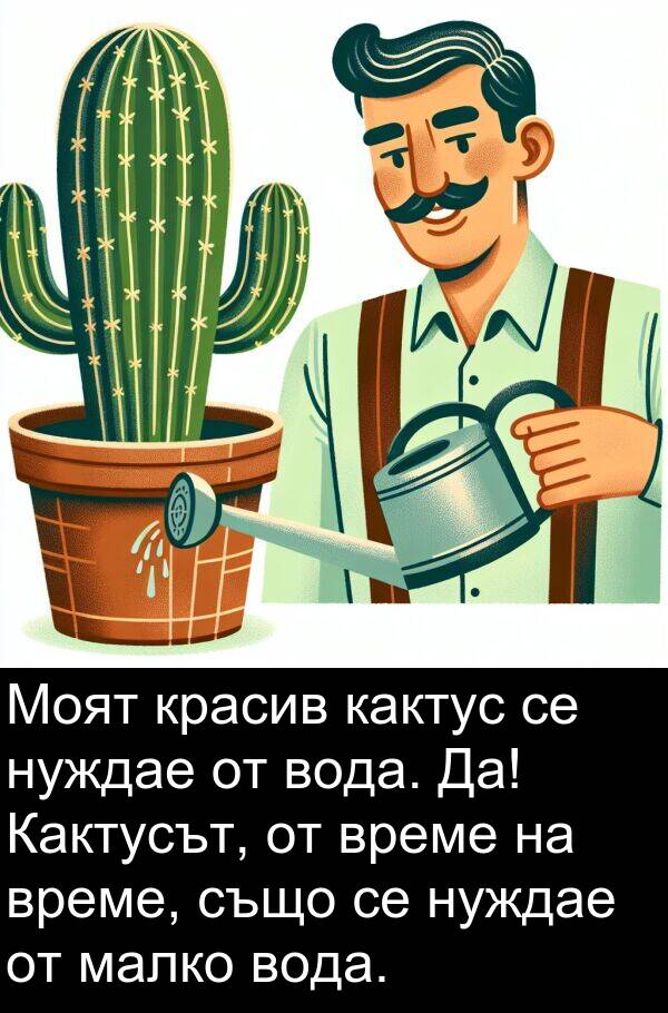 малко: Моят красив кактус се нуждае от вода. Да! Кактусът, от време на време, също се нуждае от малко вода.