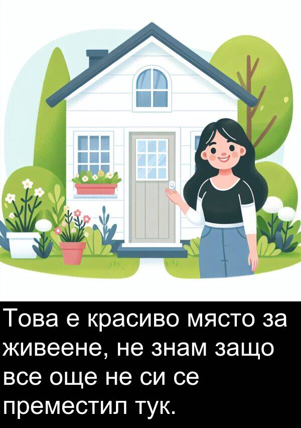 още: Това е красиво място за живеене, не знам защо все още не си се преместил тук.