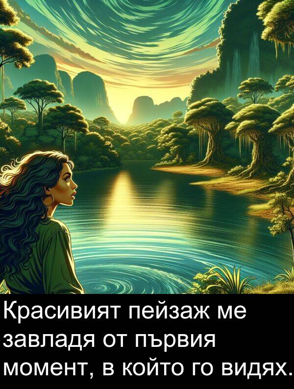 видях: Красивият пейзаж ме завладя от първия момент, в който го видях.