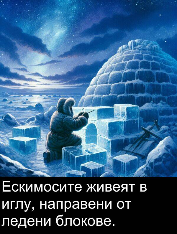 ледени: Ескимосите живеят в иглу, направени от ледени блокове.