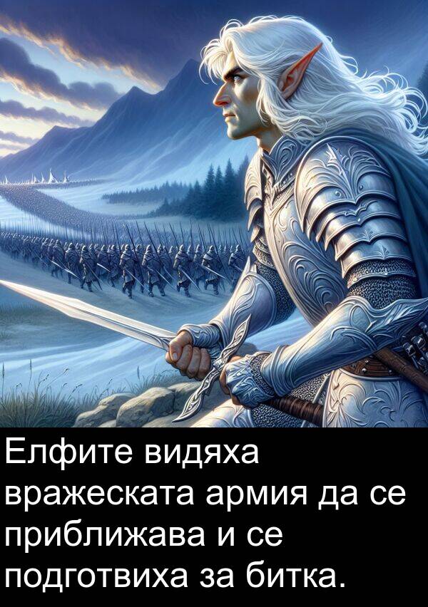 армия: Елфите видяха вражеската армия да се приближава и се подготвиха за битка.