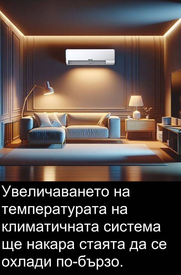 система: Увеличаването на температурата на климатичната система ще накара стаята да се охлади по-бързо.