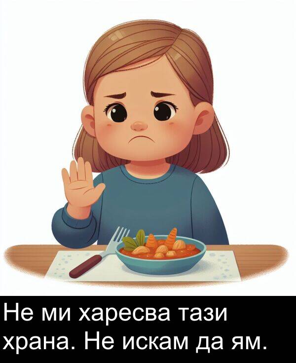 искам: Не ми харесва тази храна. Не искам да ям.
