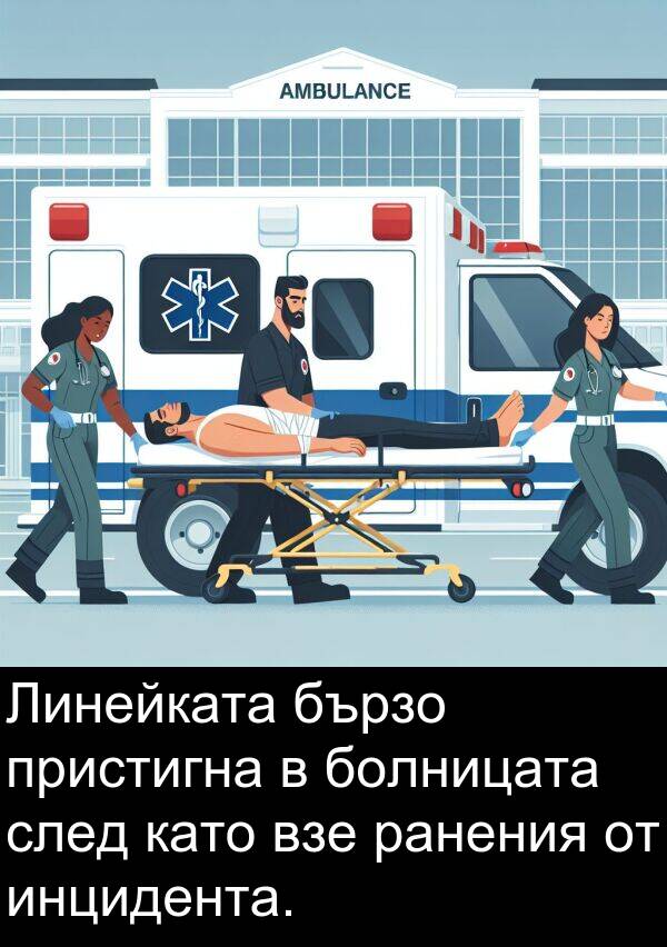 пристигна: Линейката бързо пристигна в болницата след като взе ранения от инцидента.