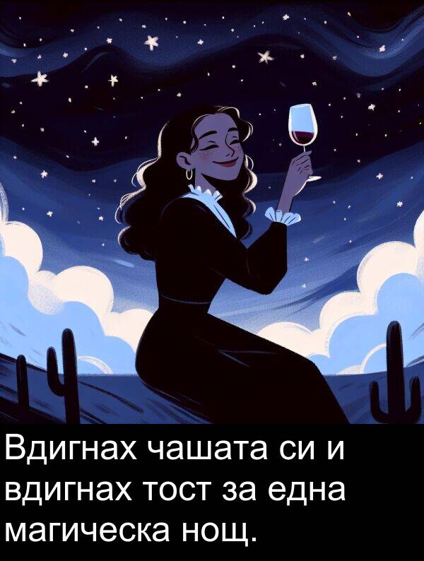 магическа: Вдигнах чашата си и вдигнах тост за една магическа нощ.