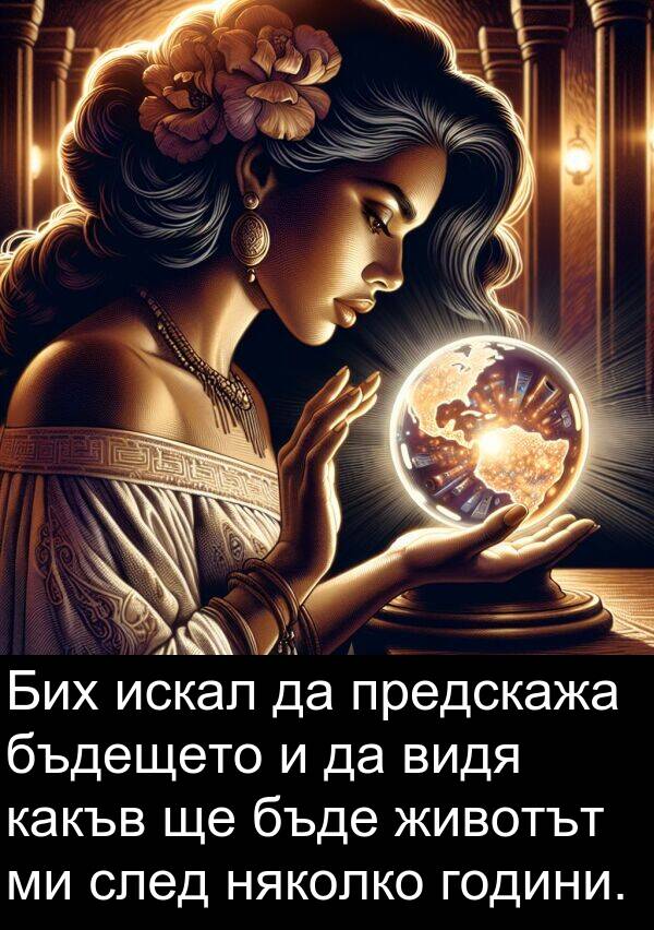 бъдещето: Бих искал да предскажа бъдещето и да видя какъв ще бъде животът ми след няколко години.