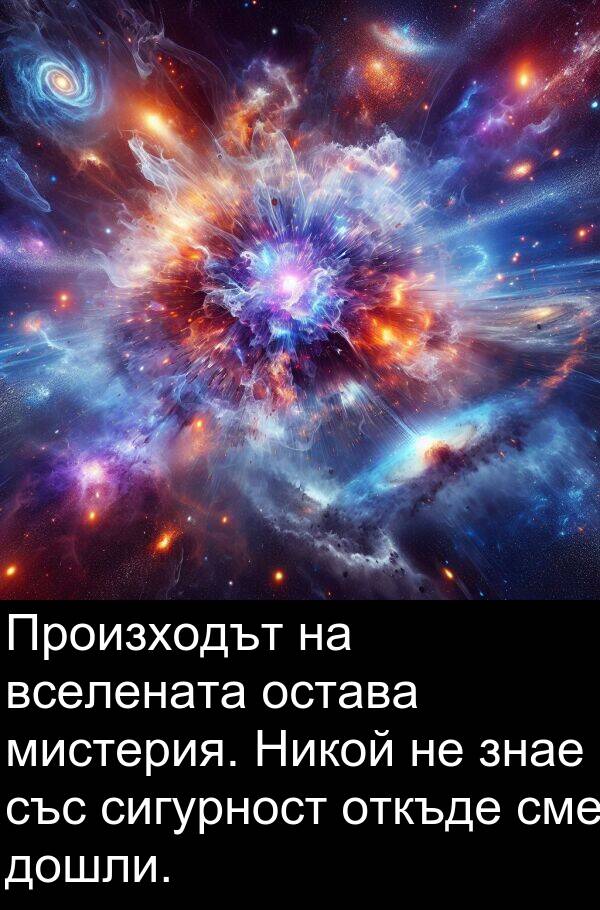 сме: Произходът на вселената остава мистерия. Никой не знае със сигурност откъде сме дошли.