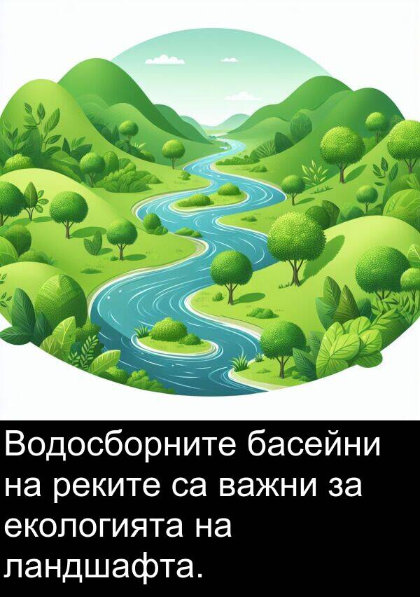 ландшафта: Водосборните басейни на реките са важни за екологията на ландшафта.